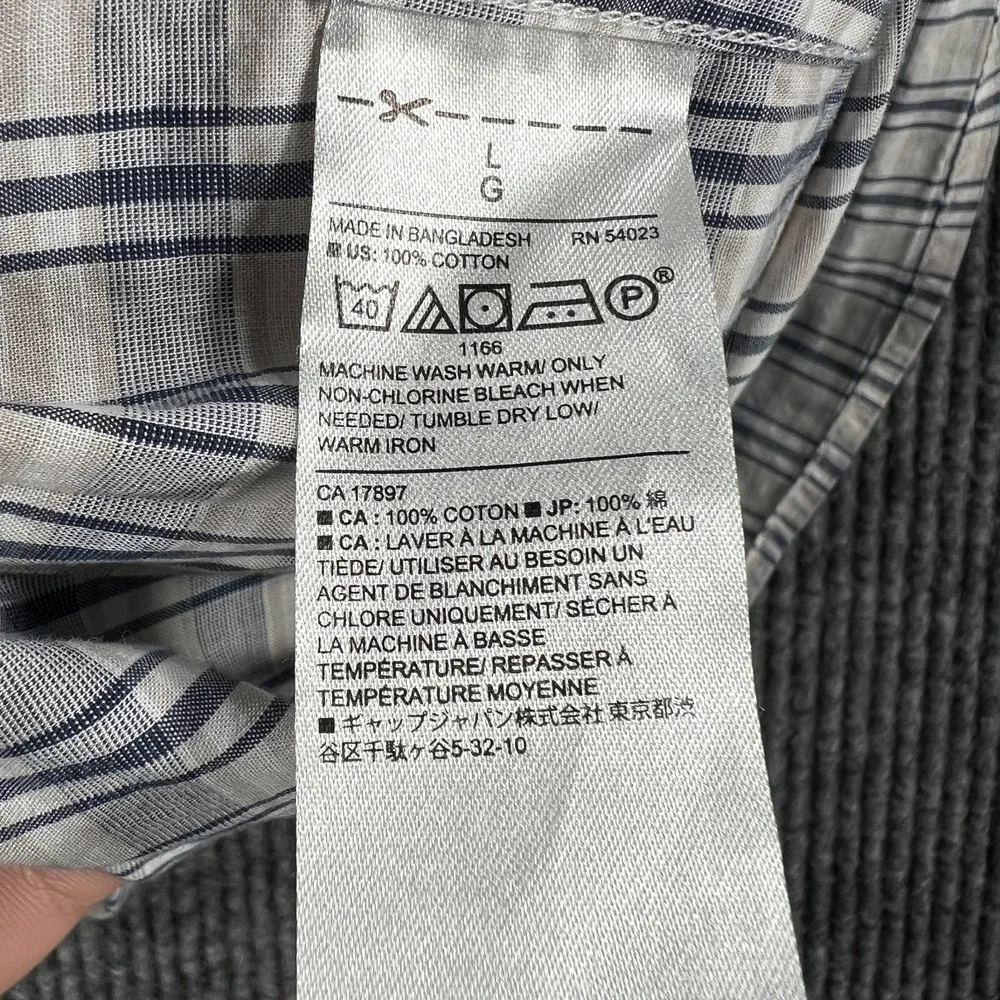 Banana Republic Shirt Mens Large Gray Plaid Long Sleeve Button‎ Up Soft Stretch